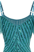 Sparkly Turquoise Tight Sequins Short Homecoming Dress with Fringes Bmbride
