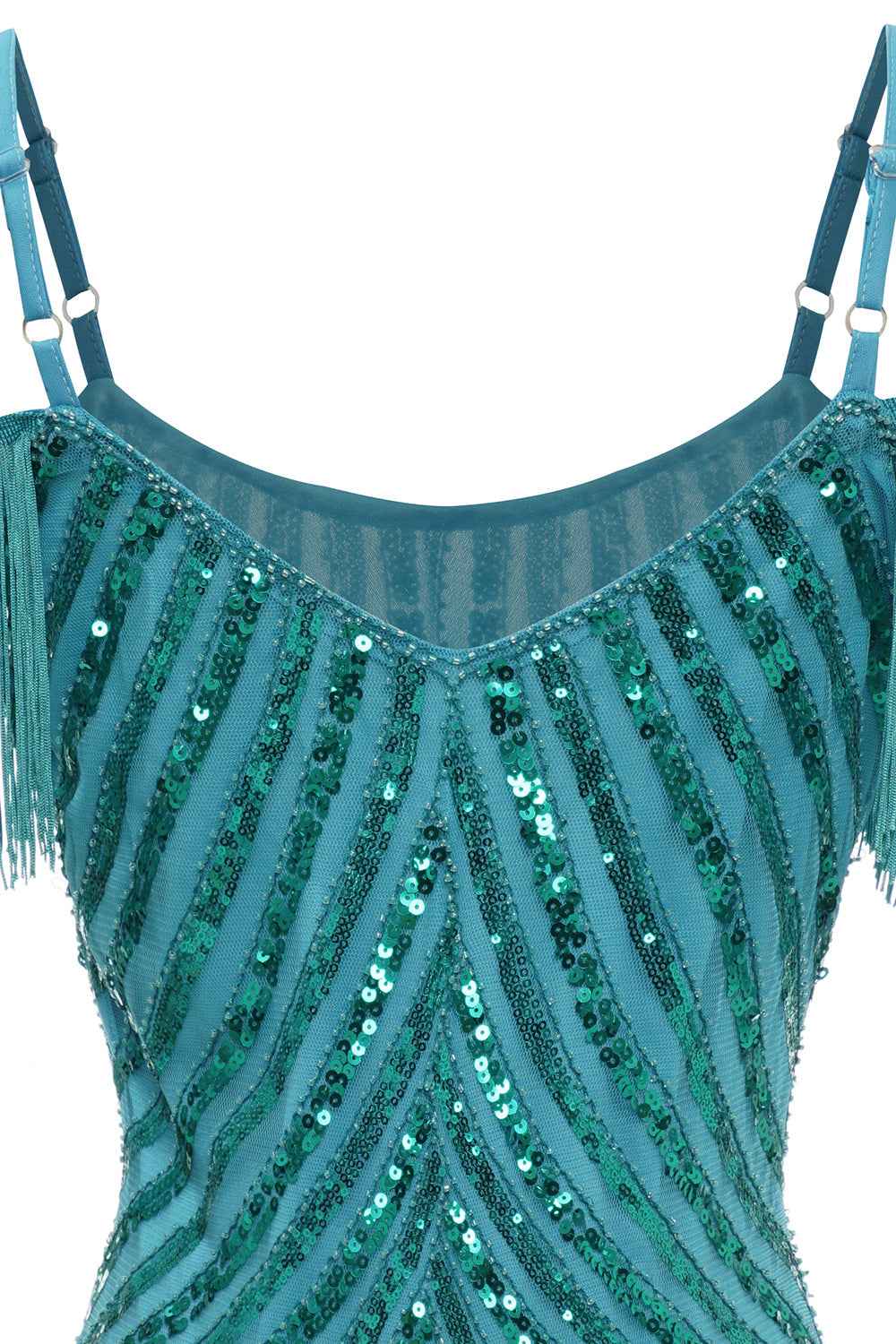Sparkly Turquoise Tight Sequins Short Homecoming Dress with Fringes Bmbride