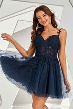 Mint Backless Short Homecoming Dress with Appliques