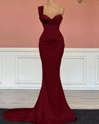 Royal Blue One-Shoulder Long Sweetheart Mermaid Prom Dress with Sequins BM bride