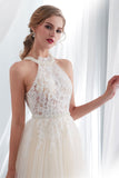 High Neck Tulle Wedding Dress with Appliques BM bride