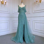 Gorgeous Off the Shoulder Champagne Bead Embroidery Princess Prom Dress