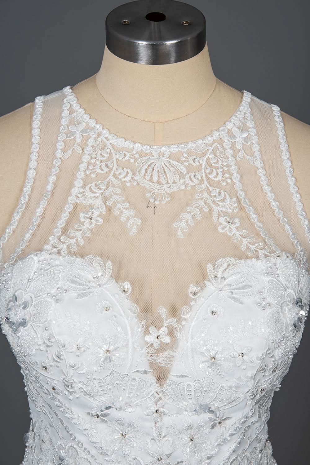 Mermaid Scoop Neck Jewel Wedding Dress with Beadings and Appliques BM bride