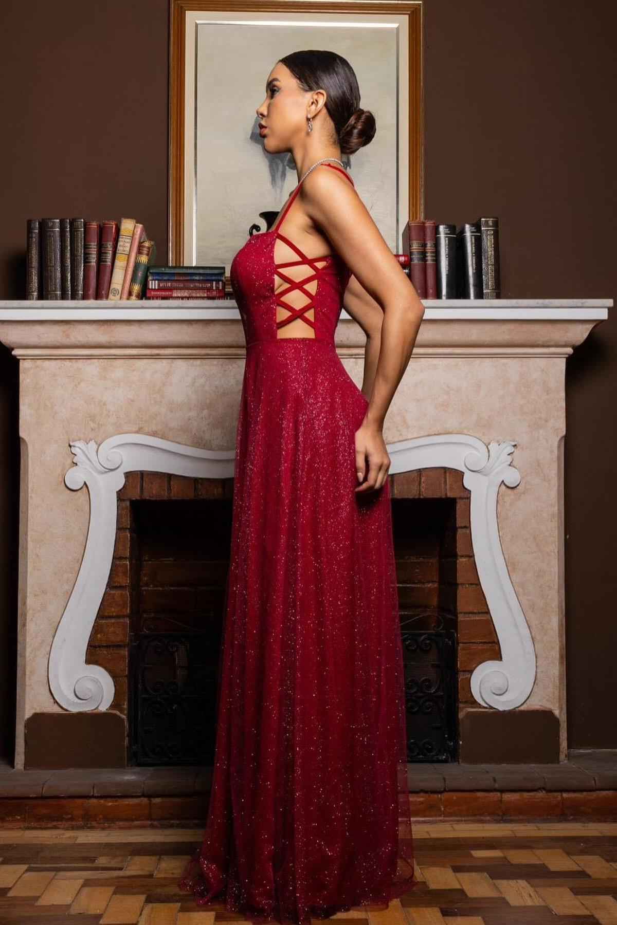 Sequins Spaghetti Strap Sleeveless Long Prom Dress With High Split