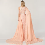 Charming Red Lace Printed A-Line Long Prom Dress with Trail BM bride