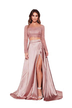 Two-Piece Lace Prom Dress with Slit BM bride