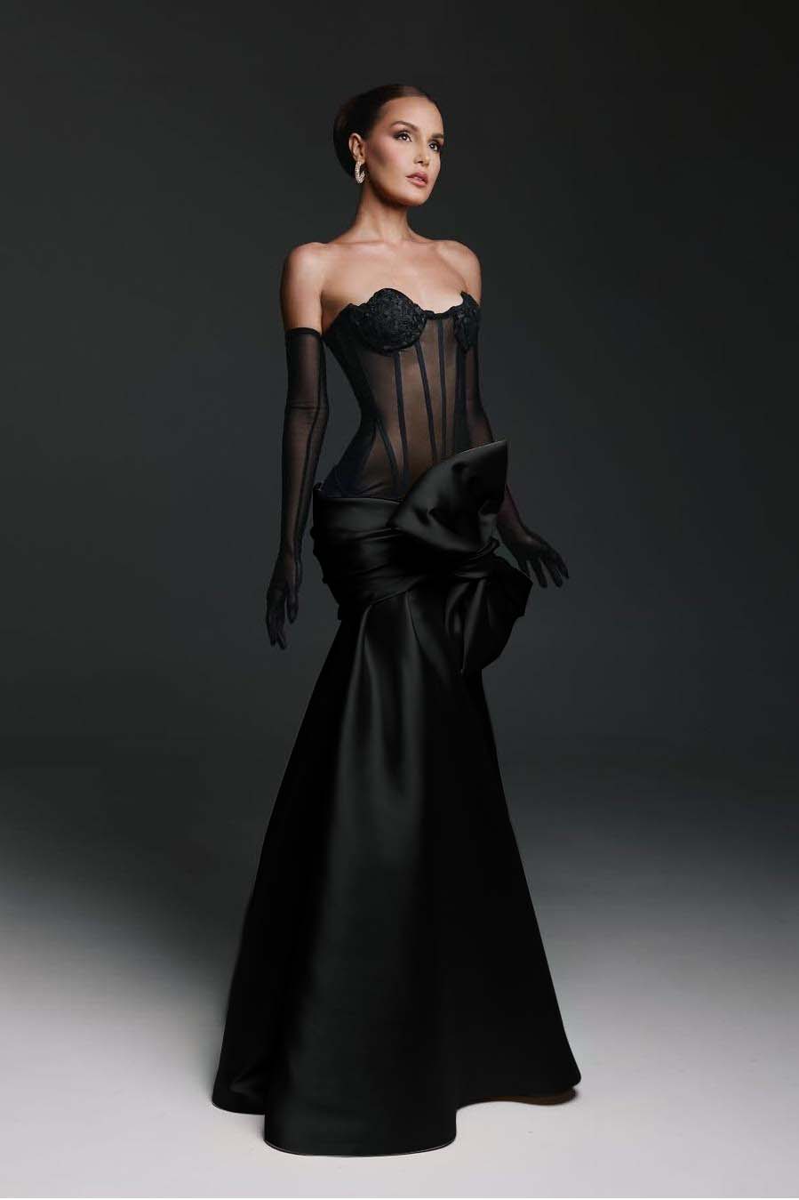 Strapless Sweetheart Sleeveless Long Mermaid Prom Dress With Gloves BMBRIDE