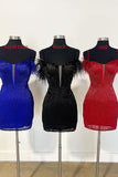 Luxurious Beaded Feather Sleeve Short Homecoming Dress BM bride