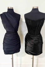 Red Corset Satin Tight Short Homecoming Dress with Lace Top