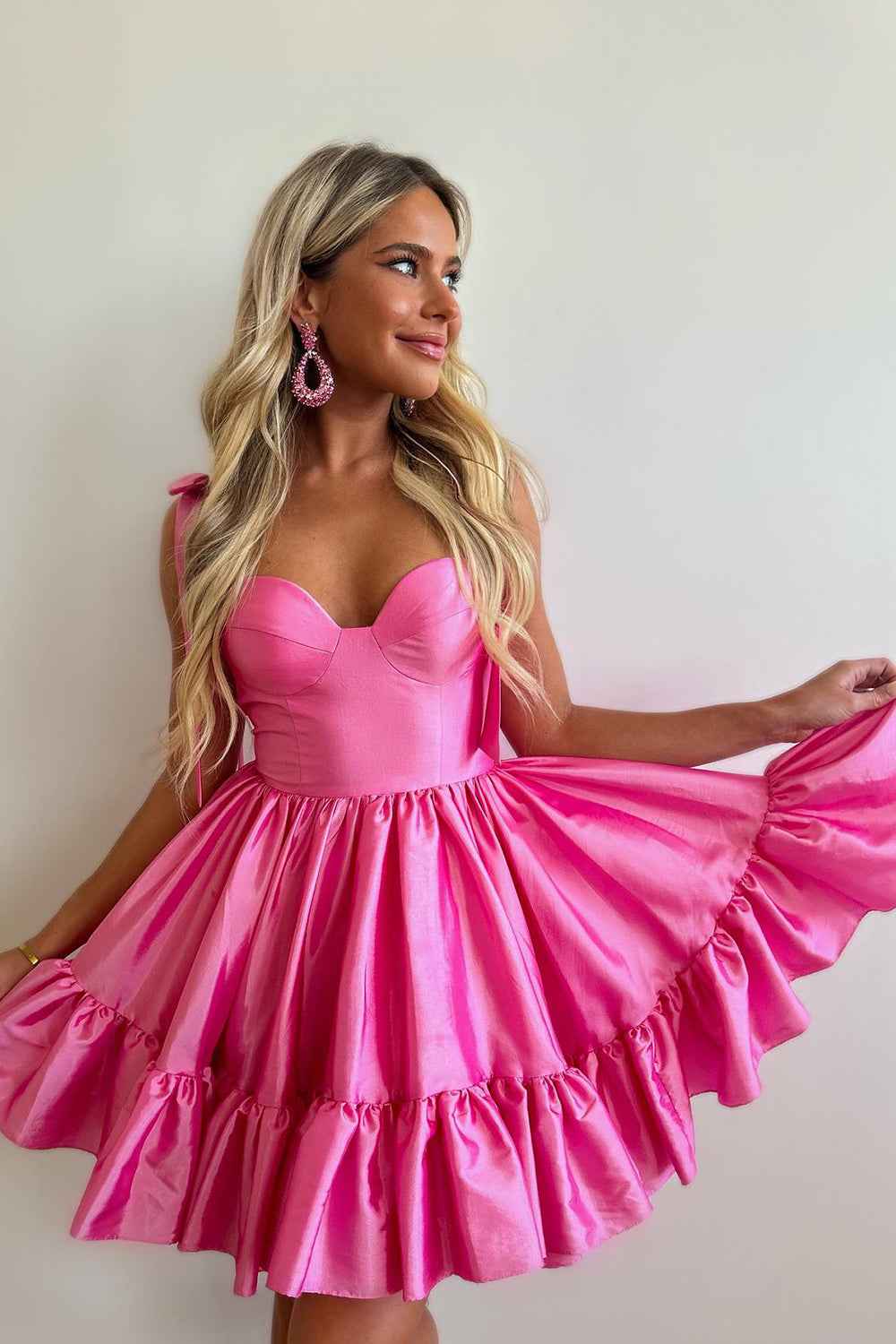 Simple Pink Corset A-Line Ruched Short Homecoming Dress Bmbride