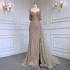 Elegant Beaded Mermaid Evening Party Dress Gown BM bride