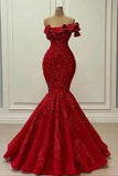 Red Elegant Strapless Sequined Mermaid Prom Dress On Sale BM bride