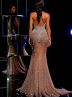 Heavy Sleeveless V Neck Long Mermaid Prom Dress