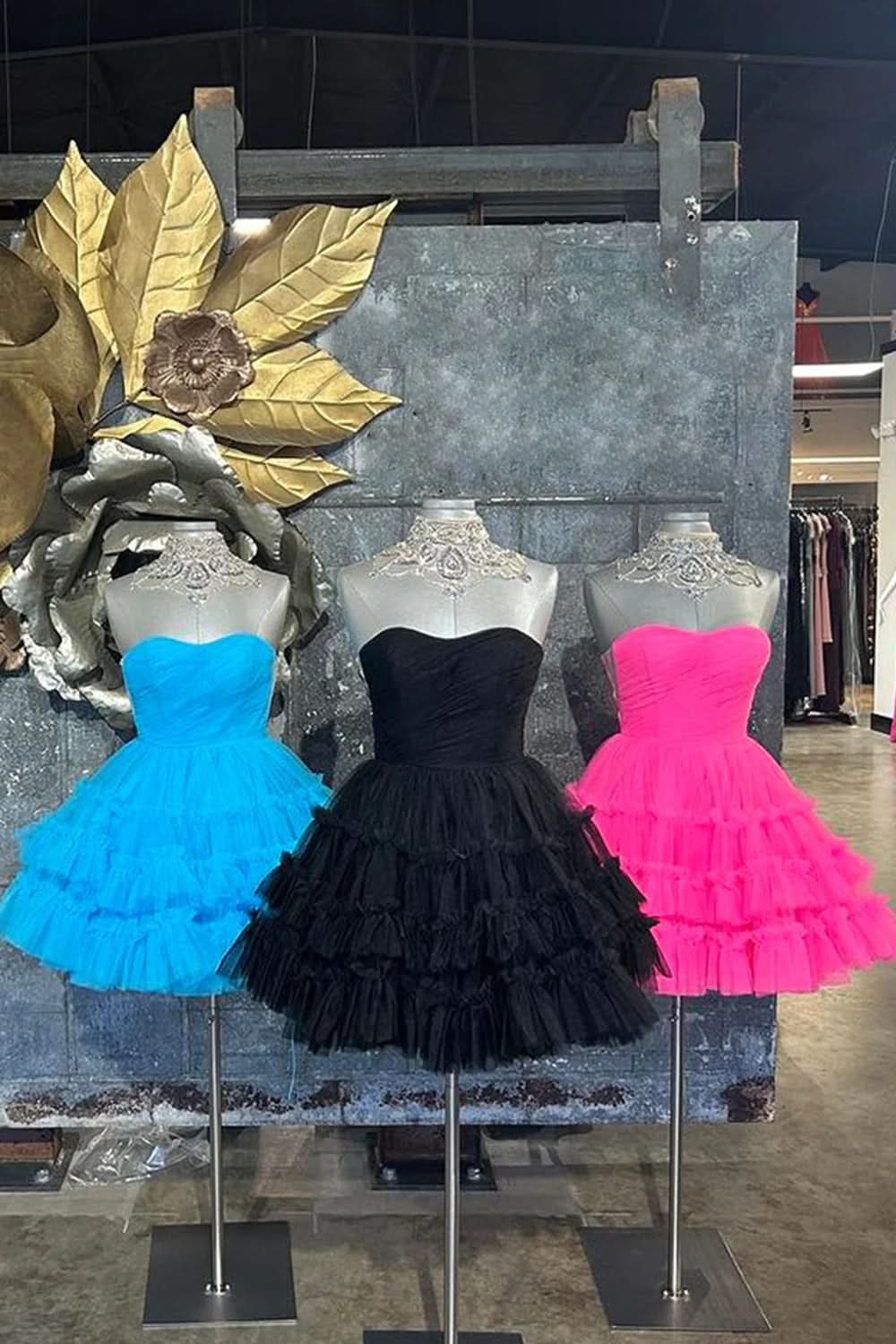 Sweetheart Tulle Tiered Corset A-Line Short Homecoming Dress in Fuchsia BM bride