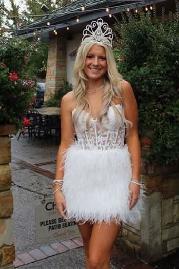 Beautiful Sheath Sweetheart Lace Feather Skirt Homecoming Dress BM bride