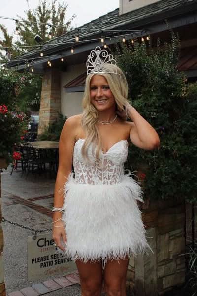 Beautiful Sheath Sweetheart Lace Feather Skirt Homecoming Dress BM bride