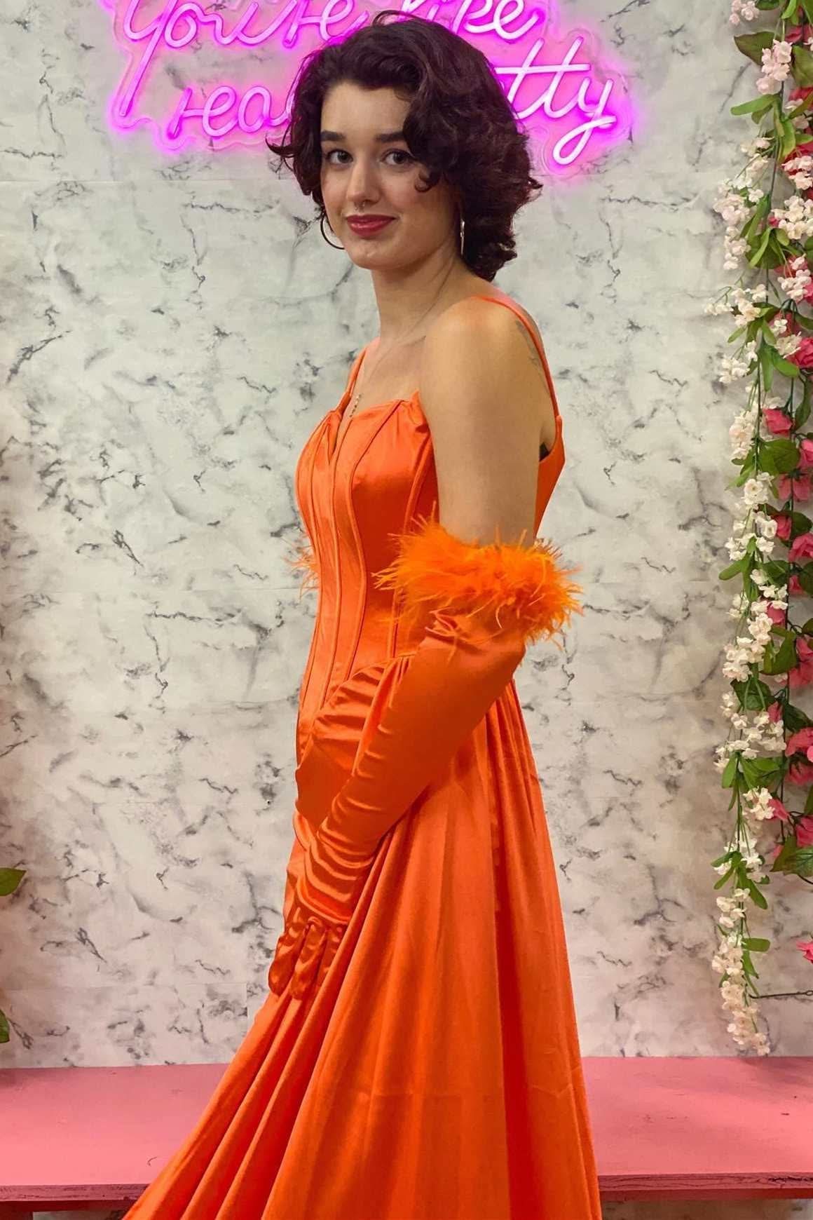 Unique Spaghetti Straps Sheath Dress with Chic Side Train BM bride