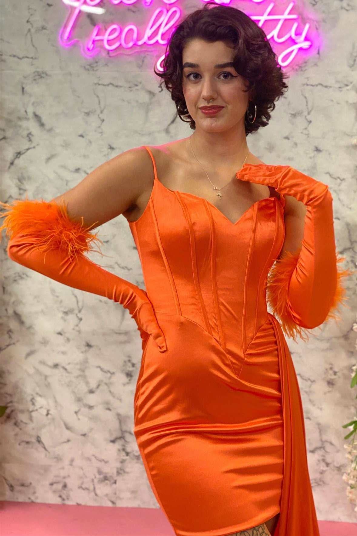 Unique Spaghetti Straps Sheath Dress with Chic Side Train BM bride