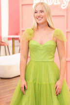 Sweet A-Line Sweetheart Dot Tulle Prom Dress BM bride