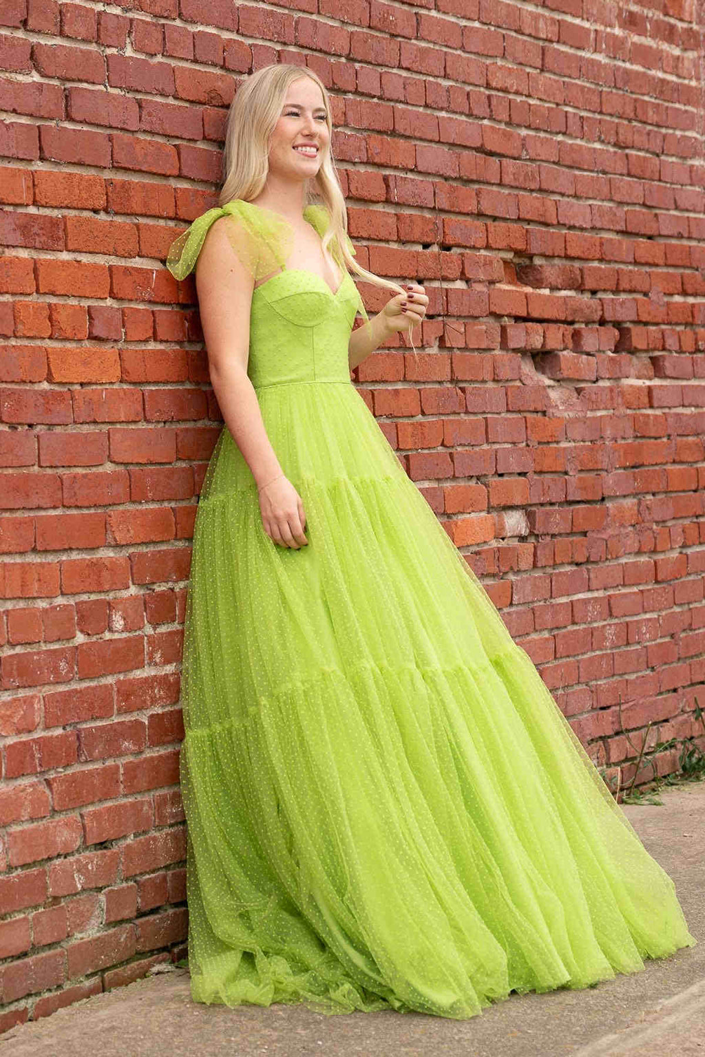 Sweet A-Line Sweetheart Dot Tulle Prom Dress BM bride