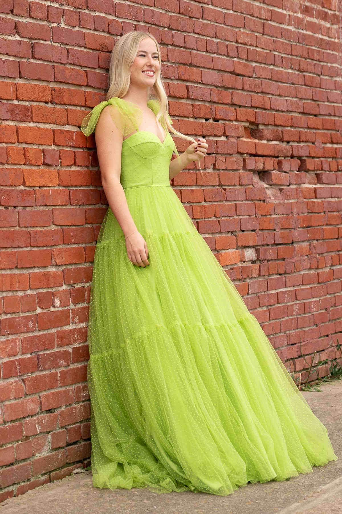 Sweet A-Line Sweetheart Dot Tulle Prom Dress BM bride