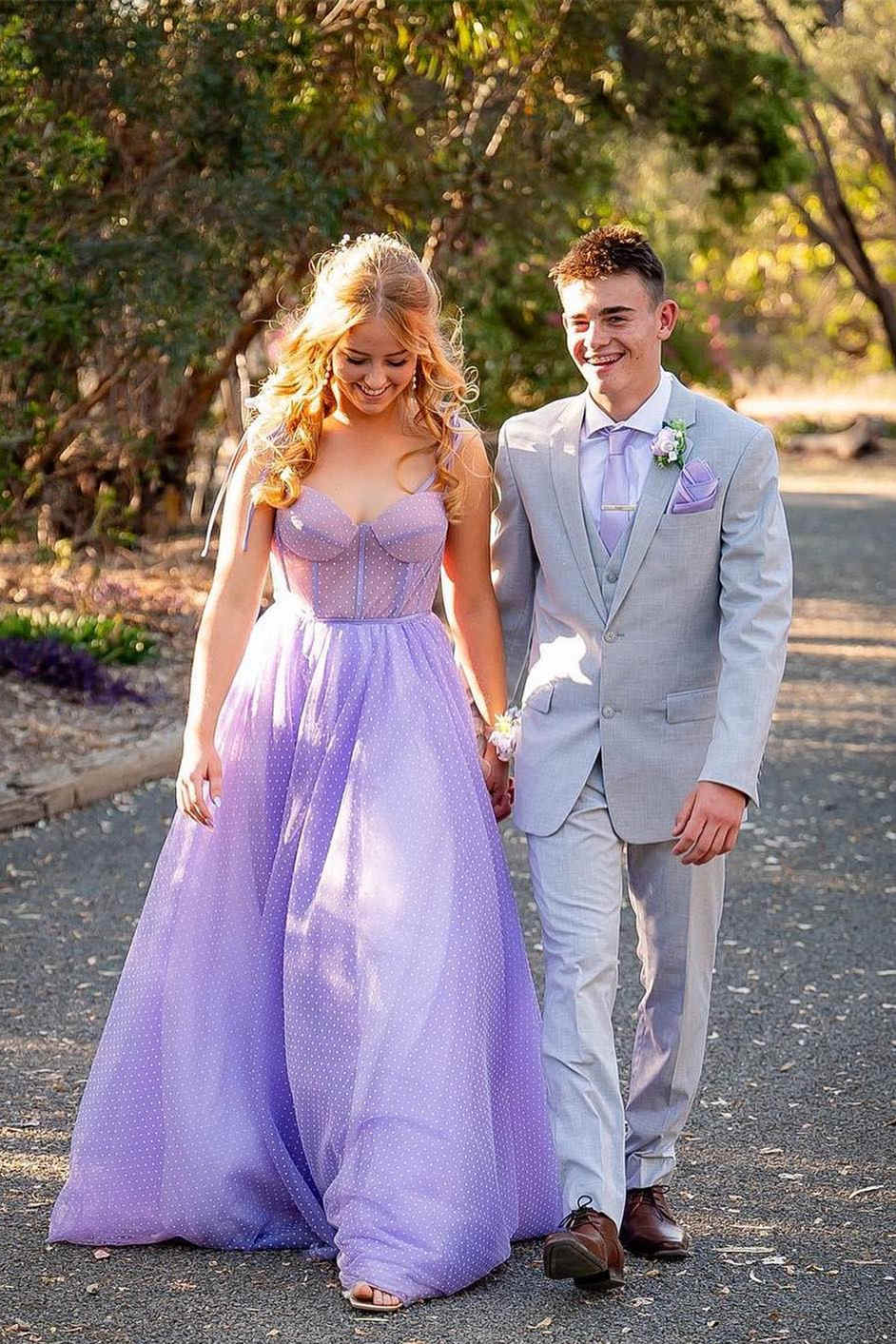 Sweet A-Line Sweetheart Dot Tulle Prom Dress BM bride