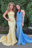 Bold Strapless Magenta Ruffle Mermaid Slit Long Prom Dress BM bride