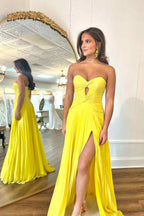 Eye-Catching Hot Pink Strapless Keyhole Pleated A-Line Prom Dress BM bride
