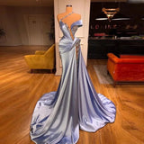 BMbride Glamorous Long Off-the-shoulder Lace Sequined Prom Dress With Slit BMbride