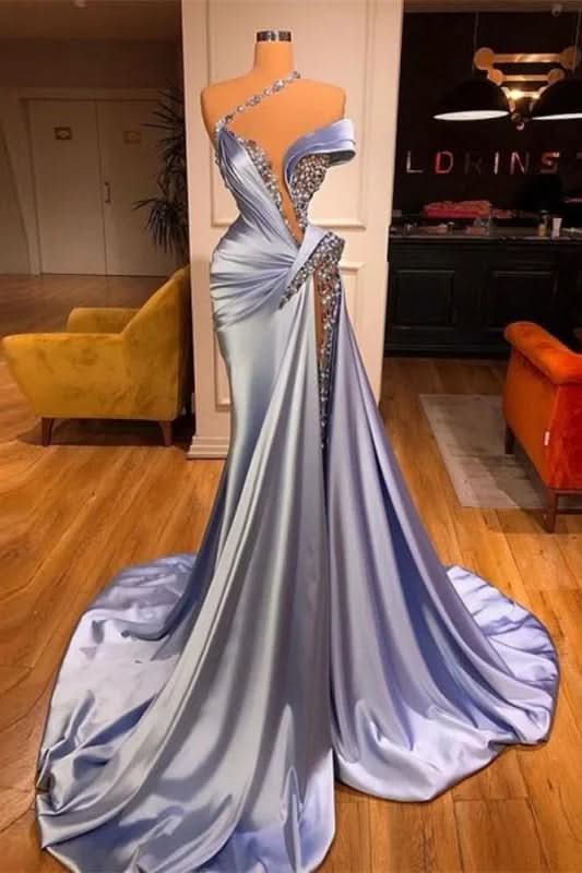 BMbride Glamorous Long Off-the-shoulder Lace Sequined Prom Dress With Slit BMbride