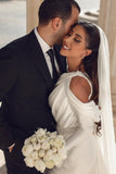 BMbride Glamorous one shoulder long sleeves mermaid satin Wedding dress with ruffles BMbride