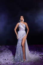 BMbride Glamorous One Shoulder Mermaid Beading Split Prom Dress With Lace BMbride