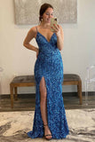 Chic Glitter Red V-Neck Long Prom Dress with Tassel BM bride