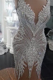 Gorgeous Crystals Mermaid Wedding Dress V-Neck Backless Champagne Bridal Wears BM bride