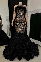 BMbride Gorgeous Long Mermaid Lace Flowers Sleeveless Prom Dress BMbride