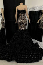 BMbride Gorgeous Long Mermaid Lace Flowers Sleeveless Prom Dress BMbride