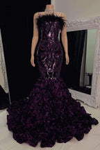 BMbride Gorgeous Long Mermaid Lace Flowers Sleeveless Prom Dress BMbride
