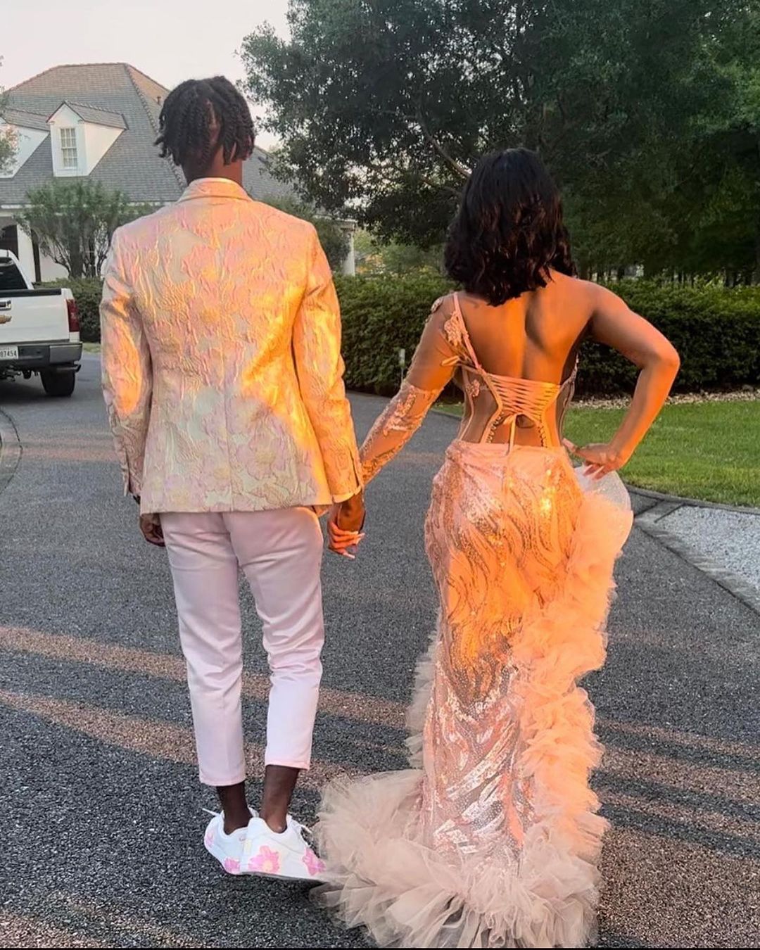 BMbride Gorgeous Long Mermaid Pink One Shoulder Long Sleeve Prom Dress With Slit BMbride