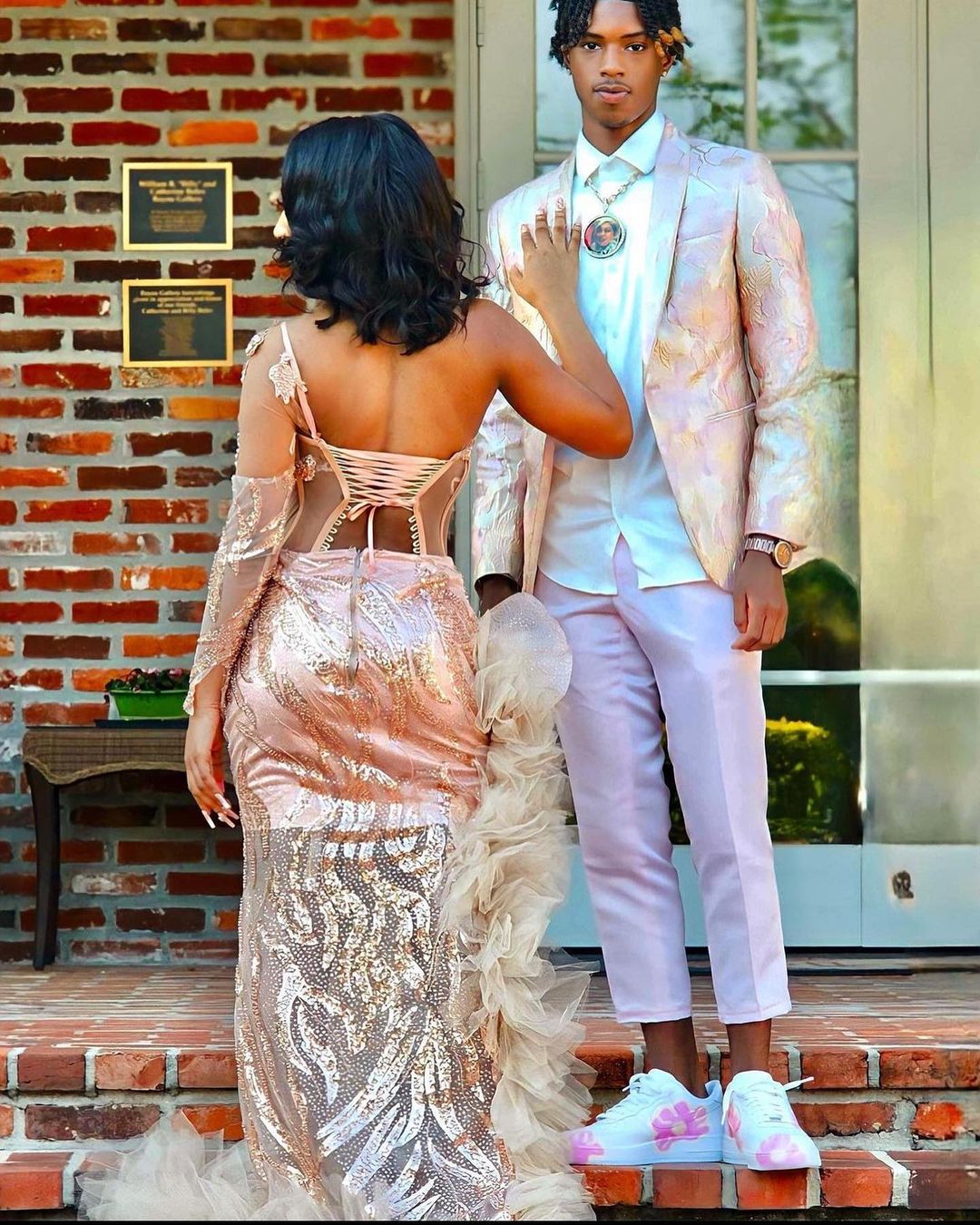 BMbride Gorgeous Long Mermaid Pink One Shoulder Long Sleeve Prom Dress With Slit BMbride