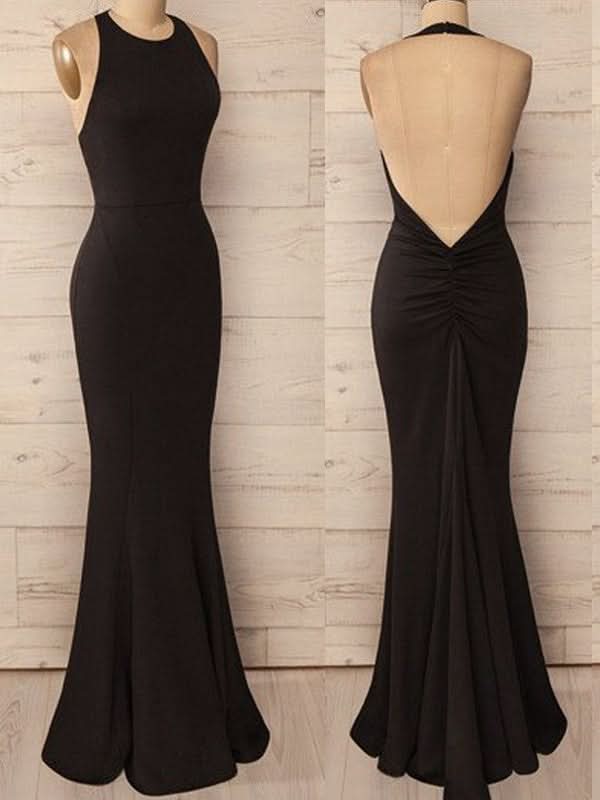 Gorgeous Mermaid Halter Sleeveless Floor-Length Spandex Prom Dresses BM bride