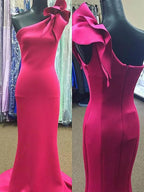 BMbride Gorgeous Mermaid Sleeveless One-Shoulder Ruffles Stretch Crepe Prom Dresses BMbride