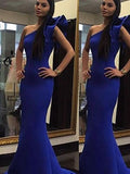 BMbride Gorgeous Mermaid Sleeveless One-Shoulder Ruffles Stretch Crepe Prom Dresses BMbride