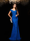 BMbride Gorgeous Mermaid V-neck Lace Sleeveless Long Lace Mother of the Bride Prom Dresses BMbride