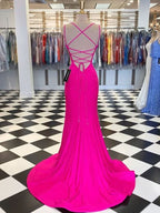 BMbride Gorgeous Mermaid V-neck Sleeveless Spandex Ruched Prom Dresses BMbride