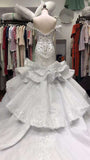 Gorgeous Off Shoulder Mermaid Wedding Dress with Lace Appliques Pearl BM bride