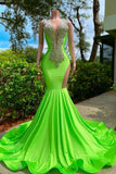 BMbride Gorgeous Sequined V-neck Sleeveless Stretch Satin Mermaid Prom Dress with Appliques BMbride