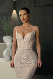 BMbride Gorgeous Sleeveless Sequined Mermaid Prom Dress With Glitter BMbride