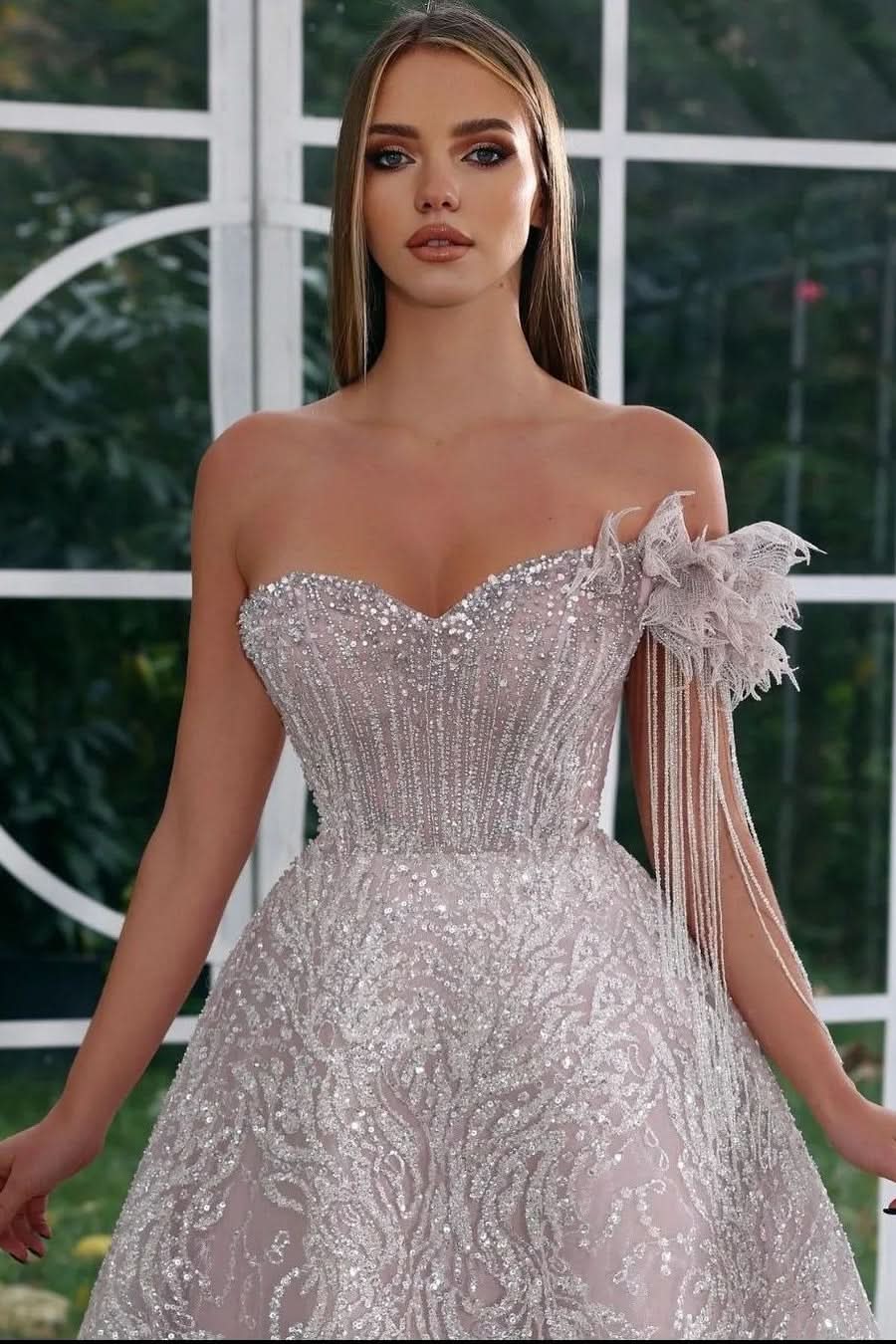 BMbride Gorgeous Sweetheart Off-the-shoulder Beading A-line Prom Dress BMbride