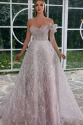 BMbride Gorgeous Sweetheart Off-the-shoulder Beading A-line Prom Dress BMbride