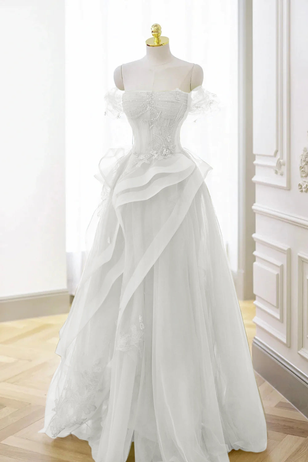 Lovely Green Tulle Lace Long Prom Dress with a Form-Fitting Corset BM bride